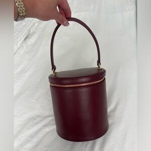 Staud Vitti Leather Bucket Bag Burgundy